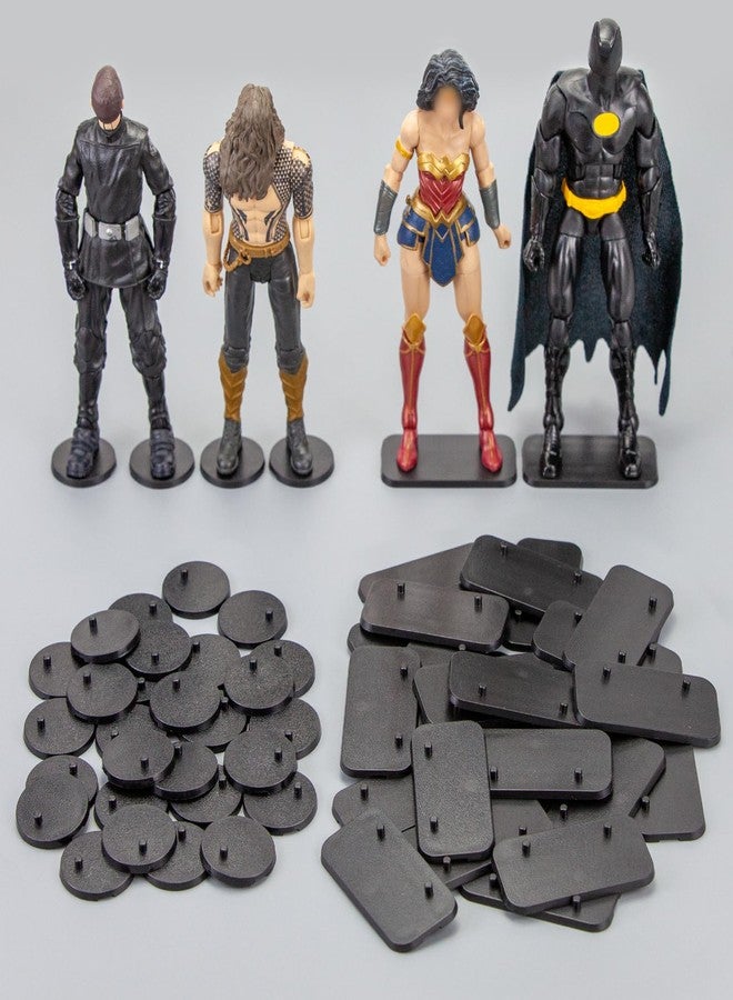 DisplayMore 32 Pieces 6 inch Action Figure Stand,Support Display Stands With Peg,Compatible with 1/12 Scale Marvel Legends /DC/ GI Joe/ MOTU Figure Toy (32PCS-Black-Square & Round) - Image 1